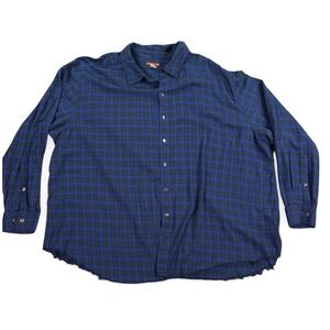 Society of One Shirt Men 3XL‎ Blue Green Black Watch Plaid Distressed Frayed Hem